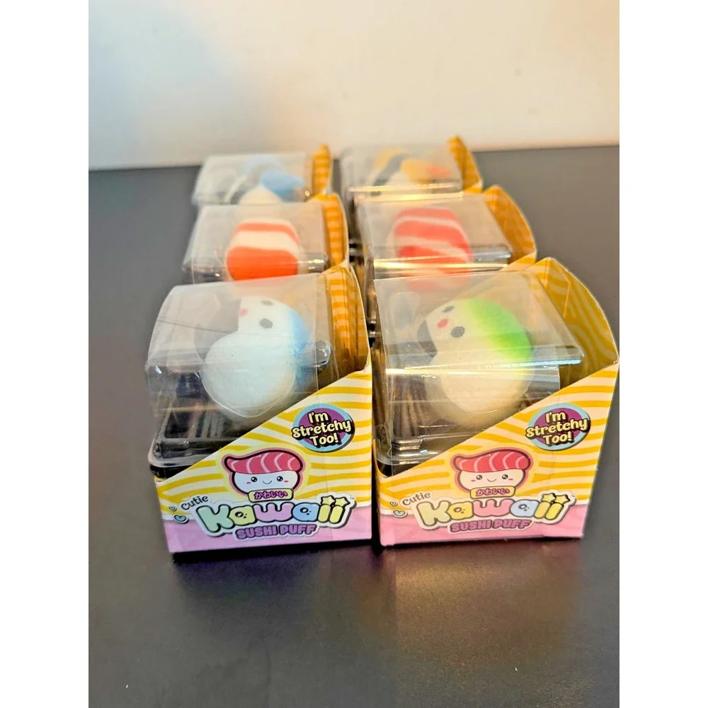 Ja-Ru Kawaii Cutie Sushi Puff Squishy Fidget Toys COMPLETE SET OF 6